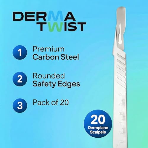 DermaTwist 10R Dermaplane Razor for Women Face ? 20-Pack Sterile Disposable Dermaplane Scalpels Facial Razors for Women Face Dermaplaning Professional Face Shaver