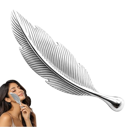 304 Stainless Steel Gua Sha Tool ? Exfoliating Feather Design Facial Sculpting & Lymphatic Drainage Tool | Cooling, 75g Weighted | Gift Ready