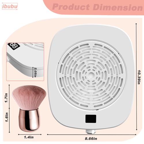 Professional Pedicure Nail Fan Vacuum Dust Cleaner Collector Quiet Nail Tech Adjustable Speed with LED Display Low Noise Strong Suction Detachable Easy to Clean for Manicure Salon & Home Use