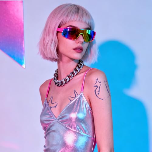 8 Sheets Cosplay Tattoos Stickers for Face and Body£¬Stylish Variety Purple Temporary Tattoos,Dance Cosplay- Ideal for Cosplay, Parties, and Daily Wear.