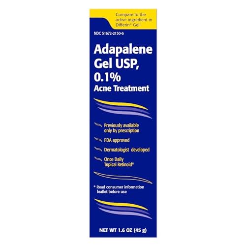 TARO Adapalene 0.1% USP Gel, Paraben Free, Retinoid Acne-Prone Facial Treatment for Sensitive Skin, Prescription Strength (1.6 Oz)
