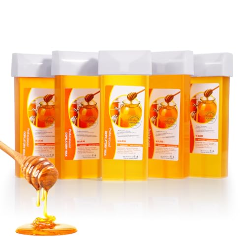 Roll on Wax Refill: 5 Honey Wax Roller Refill - At-Home Hair Removal Cartridge for Body Legs Arms (100g/3.53oz, 5 Pack)