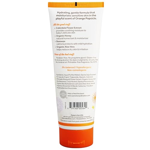 Lil Naked Bee Baby Lotion for Kids (8 oz) Orange Popsicle Cheeks to Cheeks Face & Body Lotion for Hydrating & Moisturizing for Skin