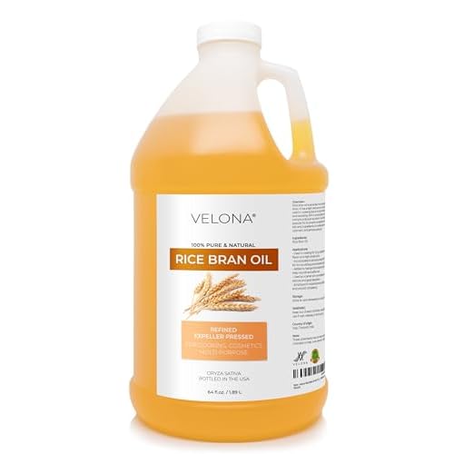 velona Rice Bran Oil 64 Fl Oz | 100% Pure and Natural Carrier Oil | Refined, Cold Pressed | Cooking, Face, Hair, Body & Skin Care | Use Today - Enjoy Results