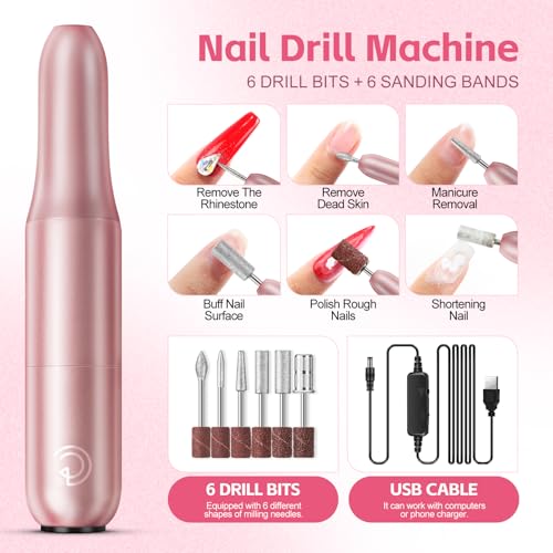 Peacecolor 65PCs Gel Nail Polish Kit with U V Light and Drill, 35 Colors Gel Nail Kit 5PCs Matte/Glossy/Glitter Top Base Coat Nail Rhinestones Manicure Tools Starter Kit Gifts for Women DIY