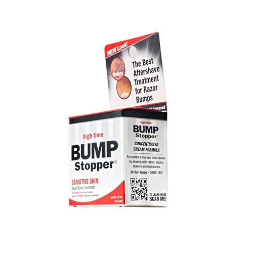 High Time Bump Stopper Sensitive Ingrown Hair Cream | Aftershave Lotion for Men and Women | Razor Bump Balm | 0.5 OZ (6 Pack)