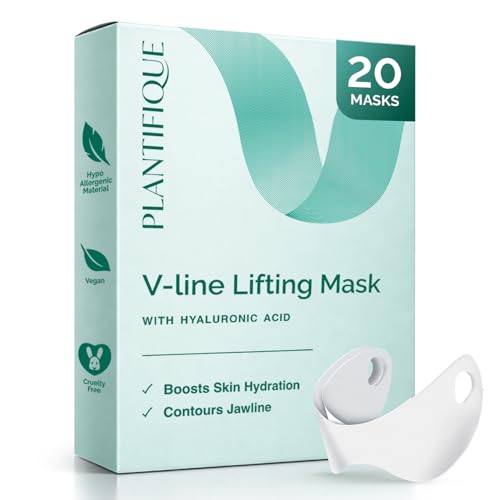 PLANTIFIQUE V-Line Collagen Mask for face 20 PCS | Chin Strap for Women & Men | V Line Lifting Mask with Collagen and Hyaluronic Acid V Shape Face Tape Chin | Skin Firming