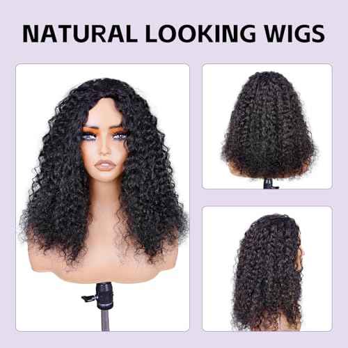 OQ Hair Water Wave Half Wig Human Hair Adjustable Drawstring 180% Density 3 In 1 Beginner Friendly Glueless Wear and Go Half Human Hair Wig for Women 16 Inch