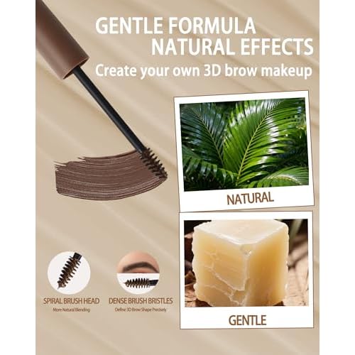 Waterproof Tinted Brow Gel,Long Lasting Smudgeproof Liquid Brow Gel,Creamy Eyebrow Mascara,Volumizing Enhance Brow Mascara,with Double Head Brow Brush,Eyebrow Makeup for Women Christmas -01 Dark Brown
