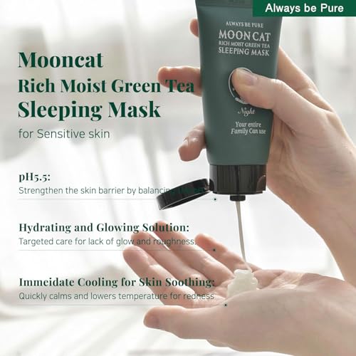 Green Tea Sleeping Mask 75ml ? Rich Moisture Night Mask, Hypoallergenic, Calms Redness, Deep Hydration for Sensitive Skin, Non-Sticky Korean Skincare