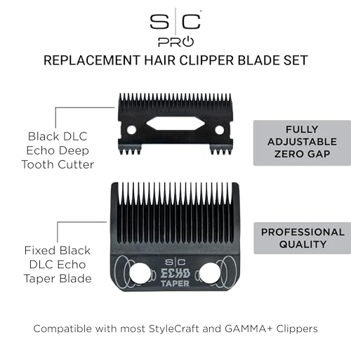 StyleCraft Replacement Hair Clipper Fixed Moving Blade Cutter Set Professional Grade