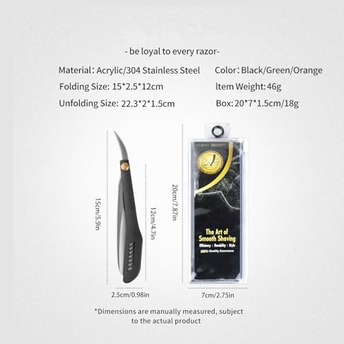 Professional Straight Razors for Men with 15 Replaceable Blades, Stainless Steel Barber Straight Edge Razor, Shaver Razor for Home Salon Grooming Using (Silver-Black)