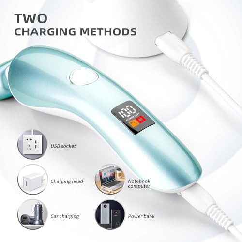 Electric Razors for Women, Bikini Trimmer Wet & Dry Use, Painless Pubic Hair Trimmer, Rechargeable Electric Shaver for Legs, Face, Pubic Hair, Underarms with Detachable Head, Blue