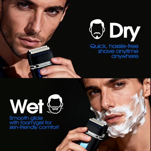DSP Foil Shavers for Men, Electric Razors, Face Shaver with Pop Up Trimmer, Two-Speed Adjustable, Travel Lock, IPX6, Gift for Man