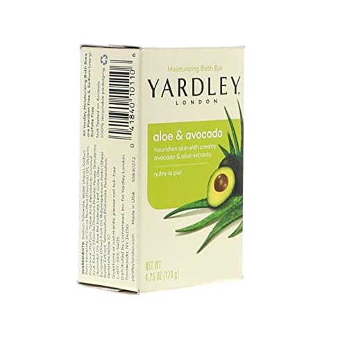 Yardley London Aloe and Avocado Naturally Moisturizing Bath Bar 4.0 oz (Pack of 12)