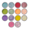 Nail Factory - Acrylic Powder Set Seven Collection, 14 Colors Mixed Shapes Set Glitter Nail Sequins Powder Holographic, Professional Nail Art Cosmetic, 3.5 Gr. Each One.