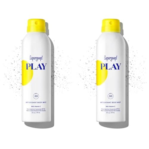 Supergoop! PLAY Antioxidant Body Mist w/Vitamin C - 6 fl oz - SPF 50 PA++++ Broad Spectrum Sunscreen - Body Spray - Great for Active Days (Pack of 2)