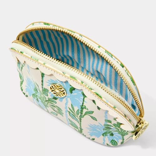 Lilly Pulitzer Vegan Leather Zipper Pouch with Scallop Edge, Cute Pencil Case for Adults, Travel Toiletry Bag, Small Pouch Bag for Supplies, Makeup or Toiletries (Swayin in the Breeze)