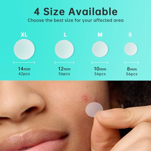 Pimple Patches for Face, Hydrocolloid Patches for Covering Zits and Blemishes, Spot Stickers with Salicylic Acid, Tea Tree Oil & Calendula Oil £¬4 Size 210 Counts Acne Patches