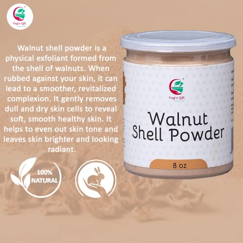 Ground Walnut Shells/Walnut Shell Powder 8oz | Great for Face Scrub | Natural Exfoliant for Soap Making | by Yogi's Gift ¢ç