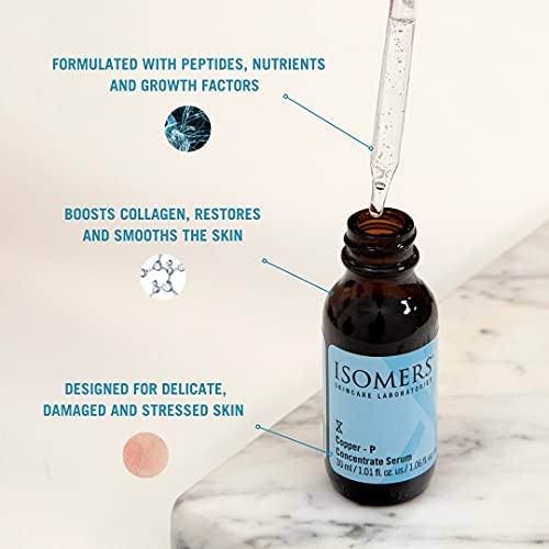 Isomers Copper P (Peptide) Concentrate Serum - Anti-Wrinkle Effect Face Serum, Replenishes, Hydrates & Restores Skin, 30ml