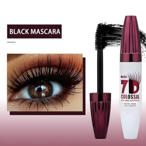 7D Waterproof Volume Mascara, Black Lengthening Thickening Softer Fuller Lashes Mascara, Long Lasting Natural Curling Lashes for Professional Eye Makeup, for Women and Girls (2Pcs)