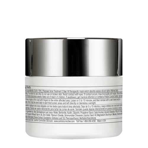 CONTROL CORRECTIVE Sulfur Calming Mask ? 10% Sulfur with Aloe and Clay for Oil Control and Soothing Care, 2 oz
