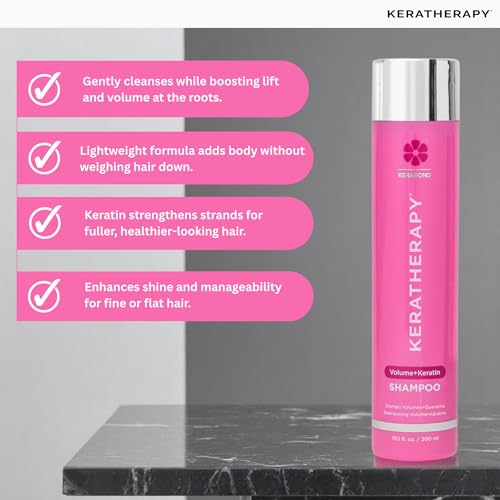 Keratherapy Keratin Infused Volume Shampoo, 10.1 fl oz, 300 ml - Volume Shampoo for Thin Hair - Kerabond Technology with Hemp Seed Oil, Indian Laurel Extract, Sea Kelp & Hydrolyzed Silk