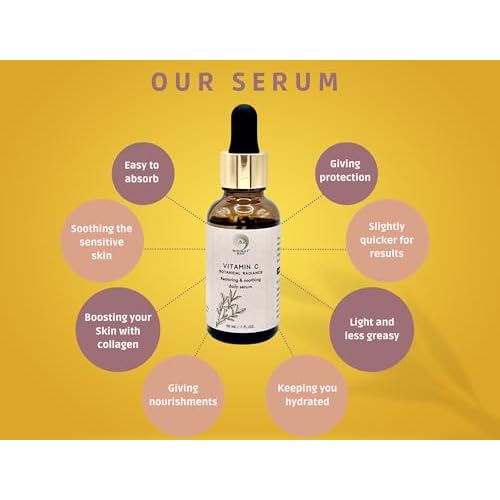 Vitamin C Face Serum - Brightening, Hydrating, Glowing Skin with Hyaluronic Acid, Turmeric, Vitamin E, Green Tea Extract, Anti Aging Facial Serum for Fine Lines & Wrinkles ? 1 Fl Oz