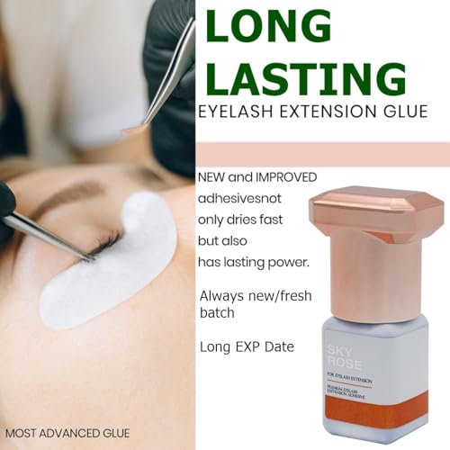 Sky Rose Glue Extremely Strong Eyelash Extension 5ml 2025 - Skillful and Fast Hand Professional Eyelash Extension Adhesive - 0.5s Fast Drying / 6-8 Weeks Long Retention time TUBeauty