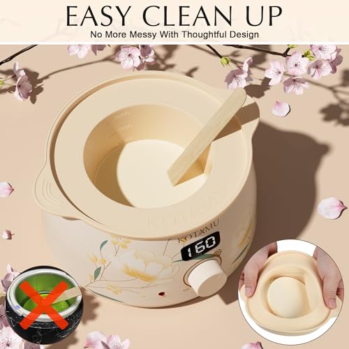 KOTAMU Waxing Kit for Women & Men, Wax Warmer for Hair Removal, Digital Wax Kit with Silicone Pot£¬Ideal for Face Eyebrow Arm Legs Armpit &Sensitive Skin, Bloomy Waxing Machine for Home Salon Use