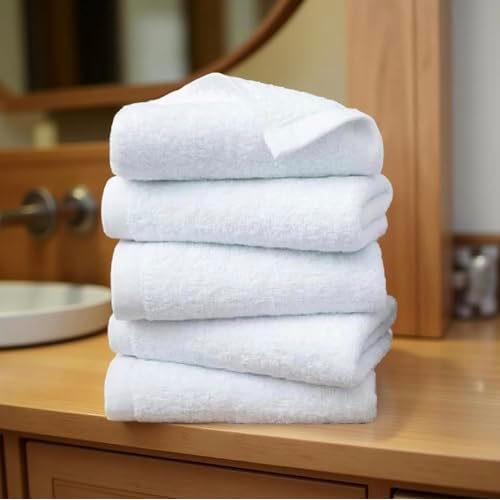 Premium Wash Cloth. Pack of 12-100% Cotton -Ultra Soft and Absorbent - Bathroom Hand Towels, Washcloths Bath Towels - Perfect for Hotel Kitchen Salon, Gym (Size: 13''x13'') (White)