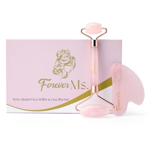 Rose Quartz Gua Sha and Face Sculpting Roller Kit - Lymphatic Drainage and Facial Massager for Skin Care - Beauty Tools for Women - Ice Depuffer and Shaper for Eye Area, Neck and Puffy Face