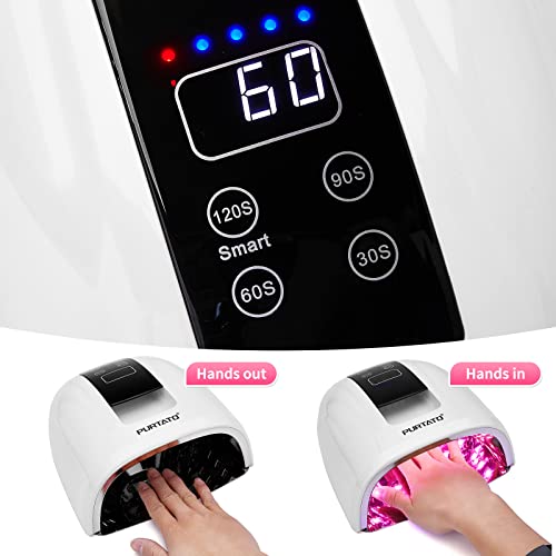Professional Salon Rechargeable 90W UV LED Cordless Nail Lamp,45 lamp Beads Long Battery Life,Removable Stainless Steel Bottom, 4 Timer Setting and Smart Sensor Nail Dryer (White)