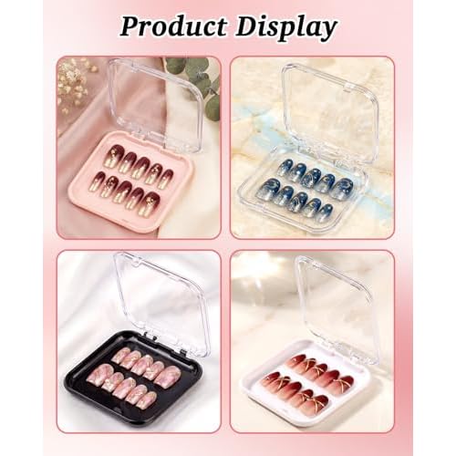 48 Pcs Nail Boxes for Press Ons, Fake Nail Storage Case Packaging Container with 120 Adhesive Double Sided Tape