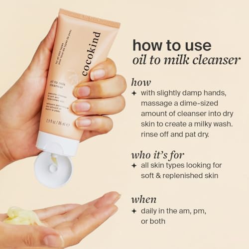 Cocokind Oil to Milk Face Wash, Oil Based Cleanser and Oil Makeup Remover - Cleansing Oil, Cleansing Milk and Cream Cleanser for Face
