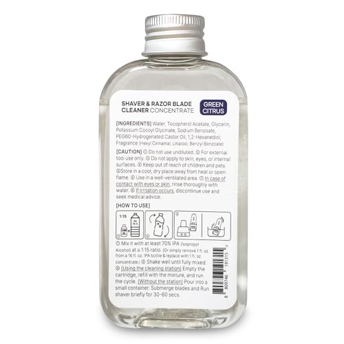 Shaver & Razor Blade Cleaner Concentrate ? Mix with 70% IPA ? Deep Cleans, Cleaning Solution Green Citrus, Compatible with Philips (5 fl. oz.)