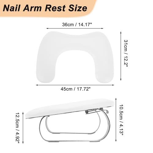 VOCOSTE Nail Arm Rest with Mobile Phone Holder, Manicure Hand Rest, Hand Rest for Nails Tech with Stable Base, White