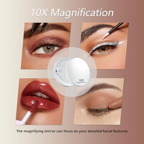 Vanity Mirror with Lights, Hollywood Vanity Makeup Mirror with 9 Dimmable LED Bulbs, 3 Color Lighting Modes, Detachable 10X Magnification, 360¡ÆRotation,White