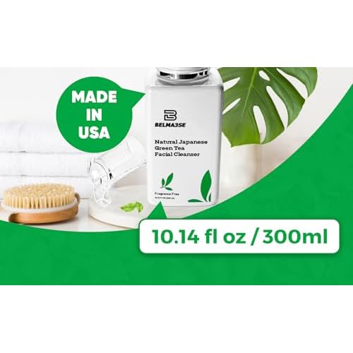 Natural Japanese Green Tea Facial Cleanser ? Foaming Face Wash for Sensitive Skin with Aloe Vera, Chamomile & Cucumber | Hydrating Sulfate Free Green Tea Face Wash & Cleanser (10.14 fl oz / 300ml)