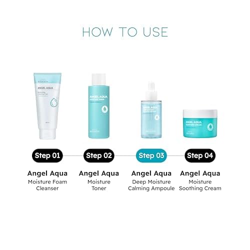 BEYOND Angel Aqua Moisture Ampoule (1.7fl oz*2, Pack of 2) - Deep Hydration Serum for Sensitive Skin, Barrier Strengthening. Vegan Formula Korean Skin Care. Chervil,