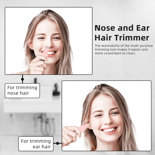 Nose Hair Trimmer Rechargeable Cordless Painless Ear Eyebrow Trimming Tool Dual Edge Blades Razor Easy Cleansing with LED Light for Man Woman