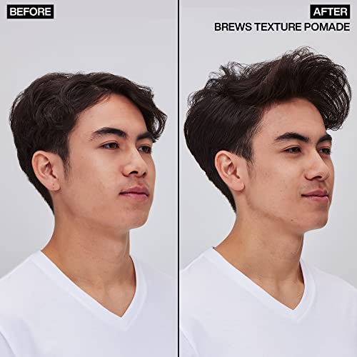 Redken Brews Texture Pomade For Men For All Hair Types - Maximum Strong Hold, Natural Matte and Low Shine Finish With No Crunch Styling and Sculpting
