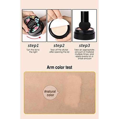 Air Cushion CC Cream Moisturizing Concealer Mushroom Head Brush Waterproof Makeup Foundation Moisture BB Cream for Women Girls (flower)