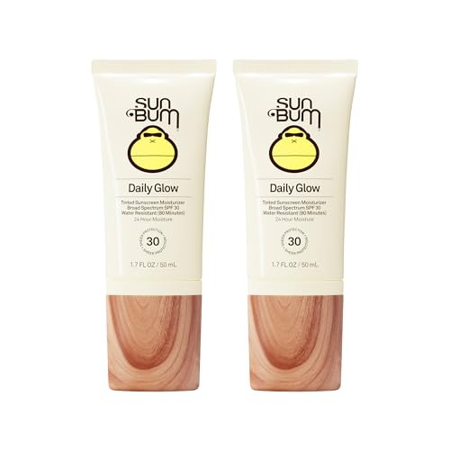 Sun Bum Daily SPF 30 Glow Sunscreen Face Lotion-Moisturizing Facial Sunscreen-Tinted-Dewy Finish-Hawaii 104 Act Compliant (Made without Octinoxate&Oxybenzone)-Travel Size-1.7 oz,(Pack of 2)