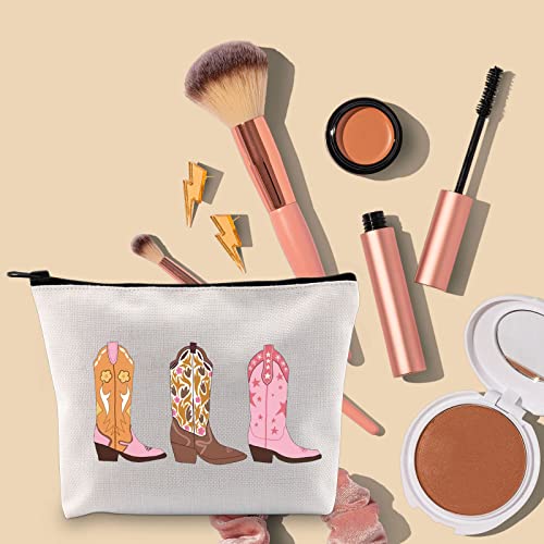 TOBGBE Western Gift Women Cowboy Boots Idea Zipper Pouch Bag Western Cowgirls Cosmetic Bag Western Bags For Women (Cowboy Boots)