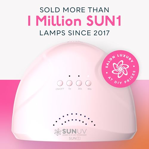SUNUV LED Nail Lamp, UV Light Gloves for Gel Nails, Fingerless UPF 50+ Anti UV Gloves for Gel Lamp, Nails Dryer with Sensor 2 Timers SUNONE Pink