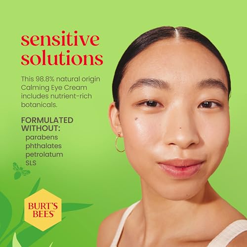 Burt's Bees Calming Eye Cream With Aloe and Rice Milk, Moisturizes Without Causing Redness or Irritation, 98.7 Percent Natural Origin Skin Care, 0.5 oz. Bottle