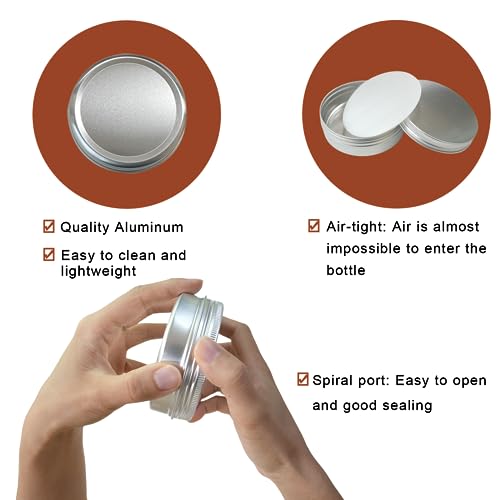 4 oz Tins with Lids, 24 Pack 4oz Tins Wide Mouth Aluminum Tin Cans, Durable Salve Containers Round Metal Tin with Lid and Labels for Spices, Candles or Salve(Silver)