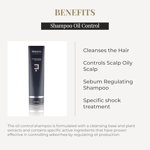 SALERM - Shampoo for Oily Hair - Homme Controle Gras Shampoo - 250 ml - Cleans Hair - Mantain a Clean and Balanced Look - Lightweight Refreshing Formula